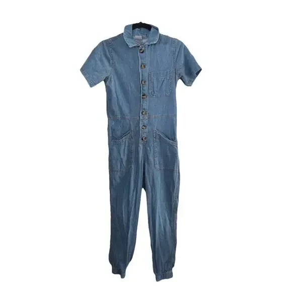 NoBo No Boundaries Womens Denim Mechanic Jumpsuit Sz XS Retro Romper Classic - Picture 1 of 9